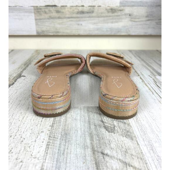 Joie Women’s 7.5 Claire Multicolor Stripe Woven Buckle Flat Sandals Summer - Picture 5 of 8
